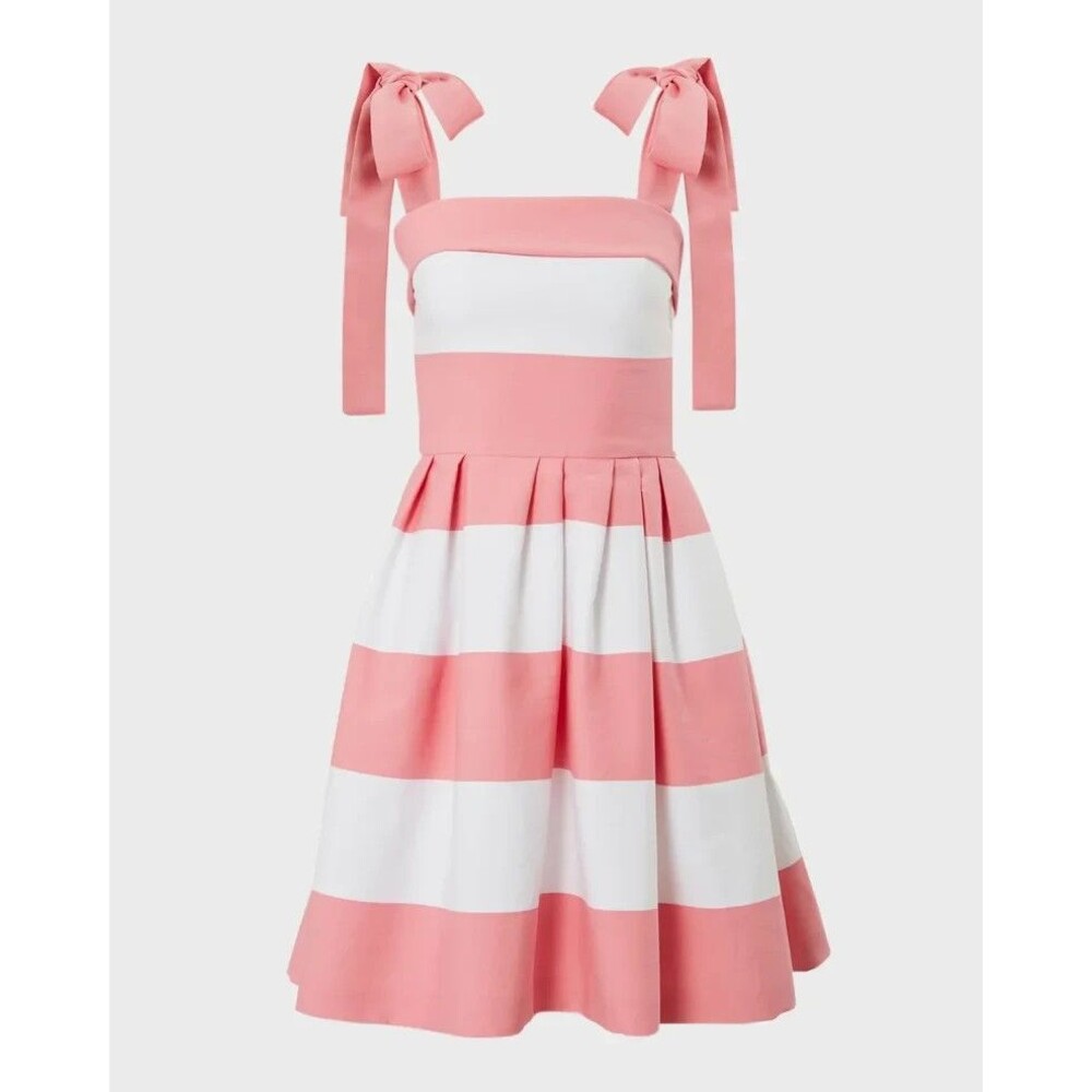 NWT. $2,290 Carolina Herrera Striped Bow-Strap Mini Dress Sz 6 - Picture 5 of 9